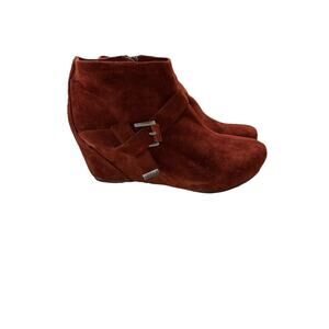 Logan Women's Sz 9 EU 40 Wedge Ankle Boots Rust Fall Low Heel Booties w/Buckle